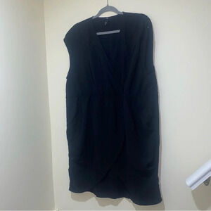 Womens H&M Black Tank Top V-Neck Stretchy Waist Summer MIDI Dress Size 12 casual